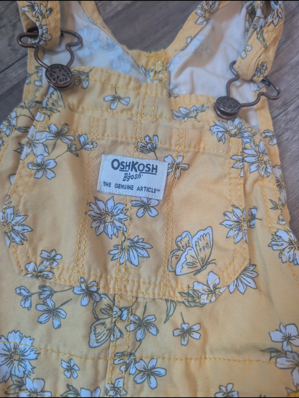OshKosh B'gosh Yellow Floral Shortie Overalls